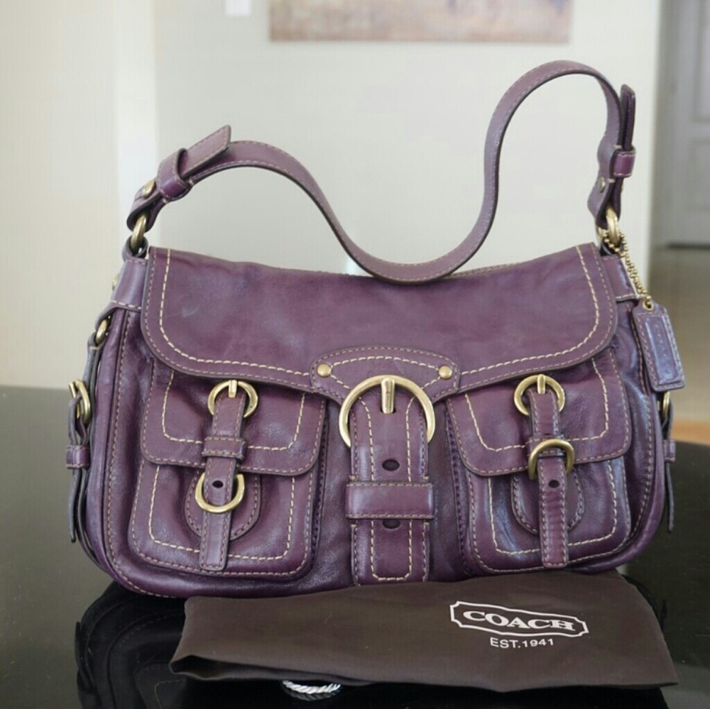Coach Purple Leather Shoulder Bag